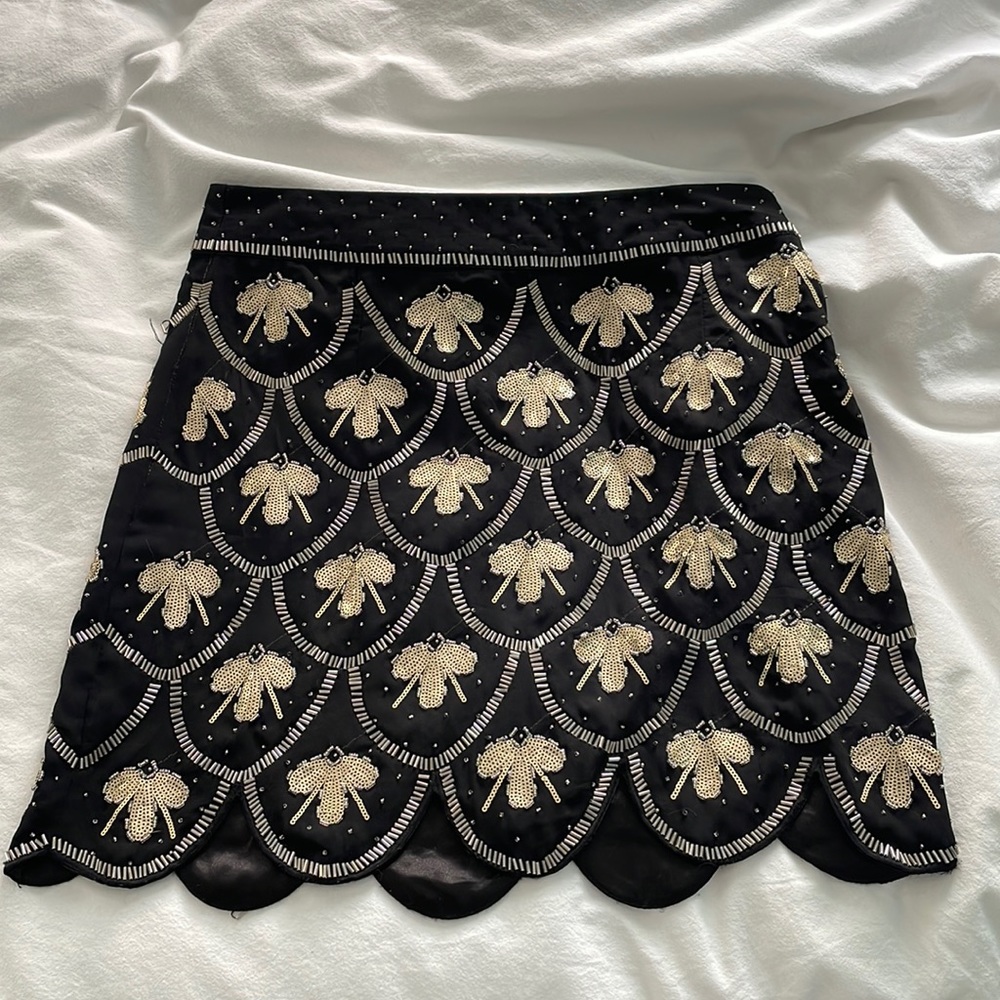 COPY - Black / Gold scalloped beaded vintage looking skirt
